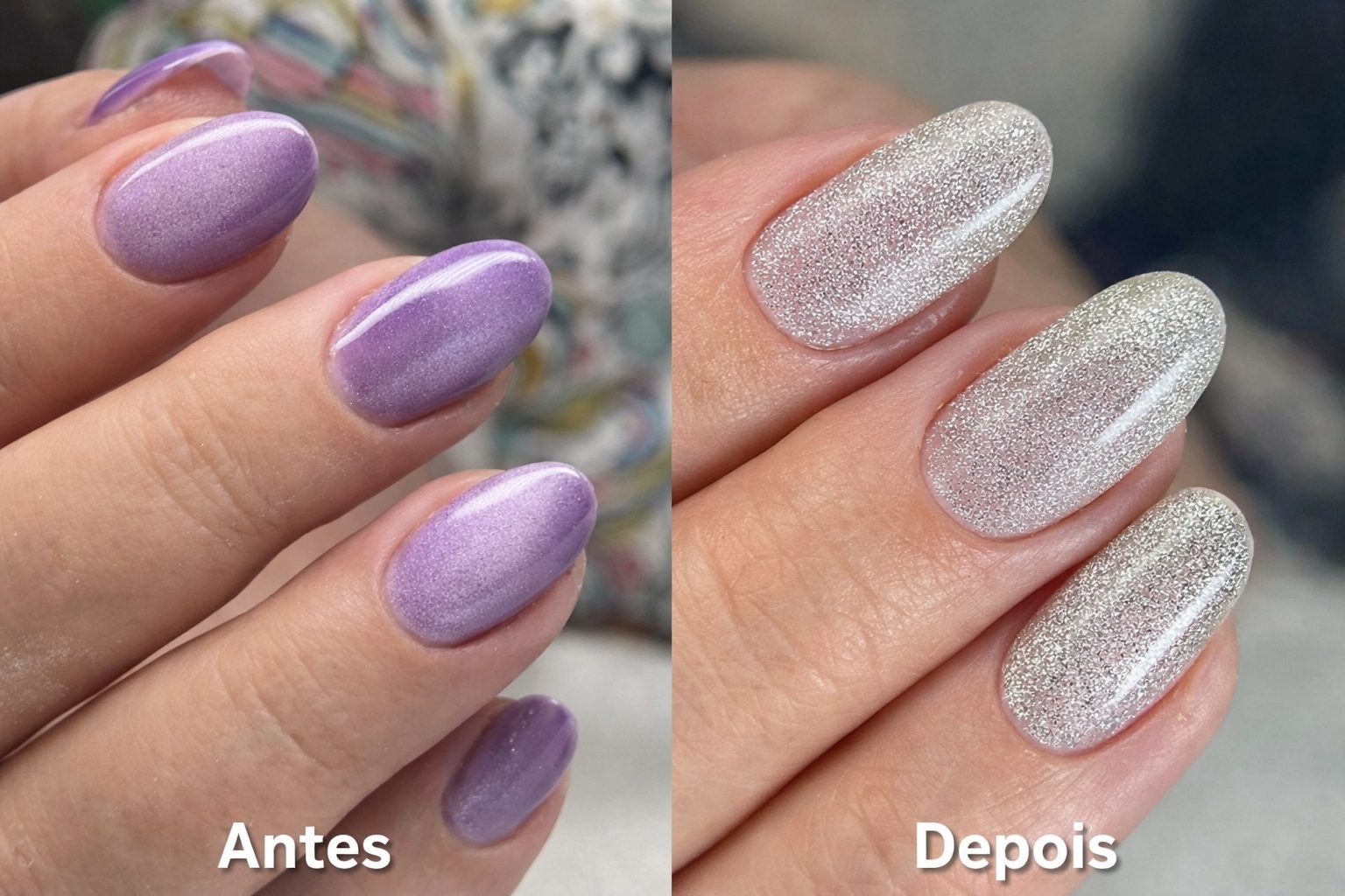Antes e depois mostrados no testemunho de Juliana M.